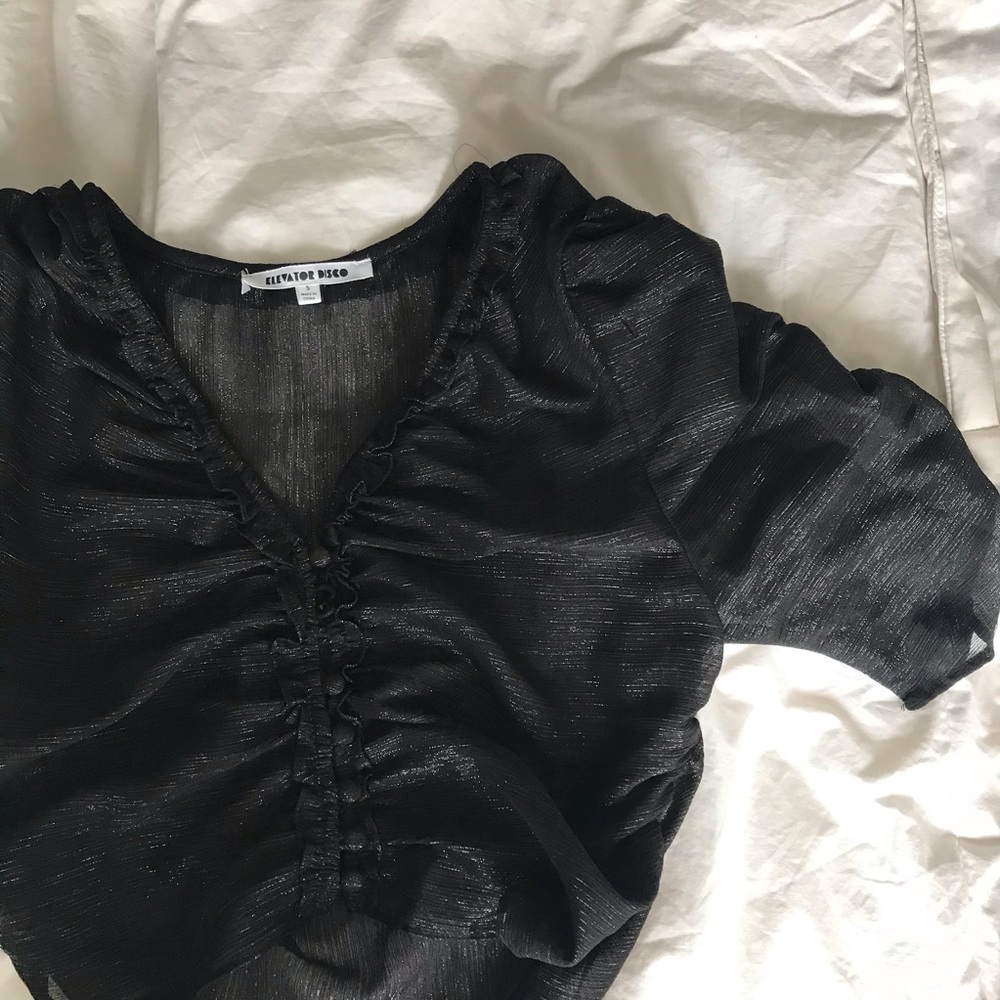 Metallic black crop top